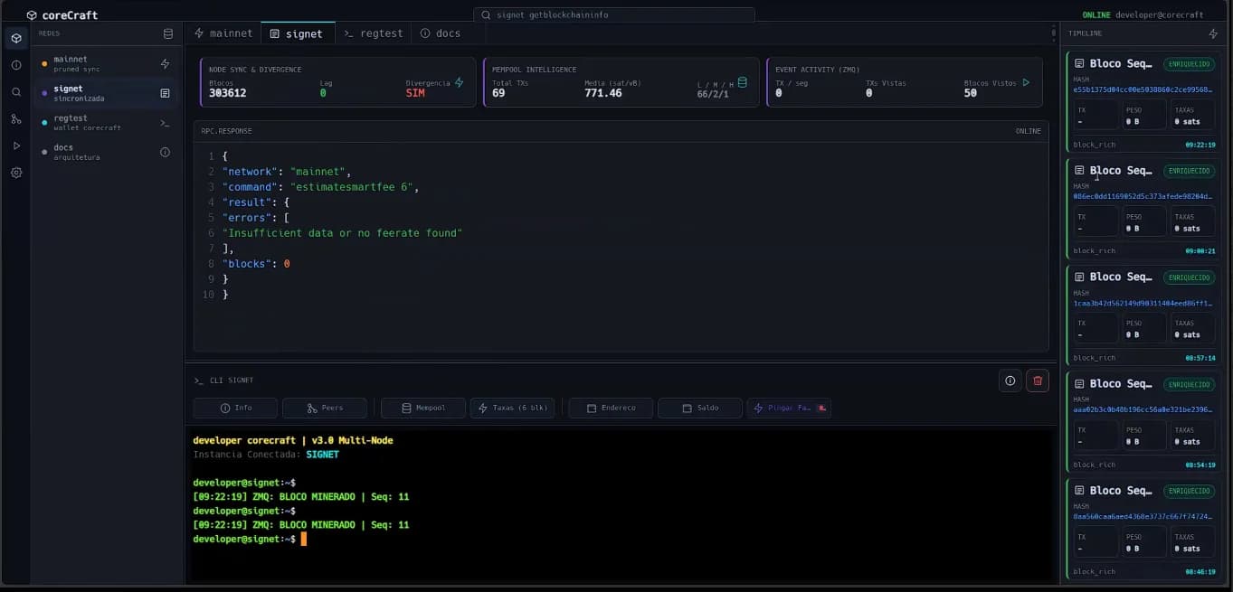 Interface do projeto CoreCraft Labs multiNode